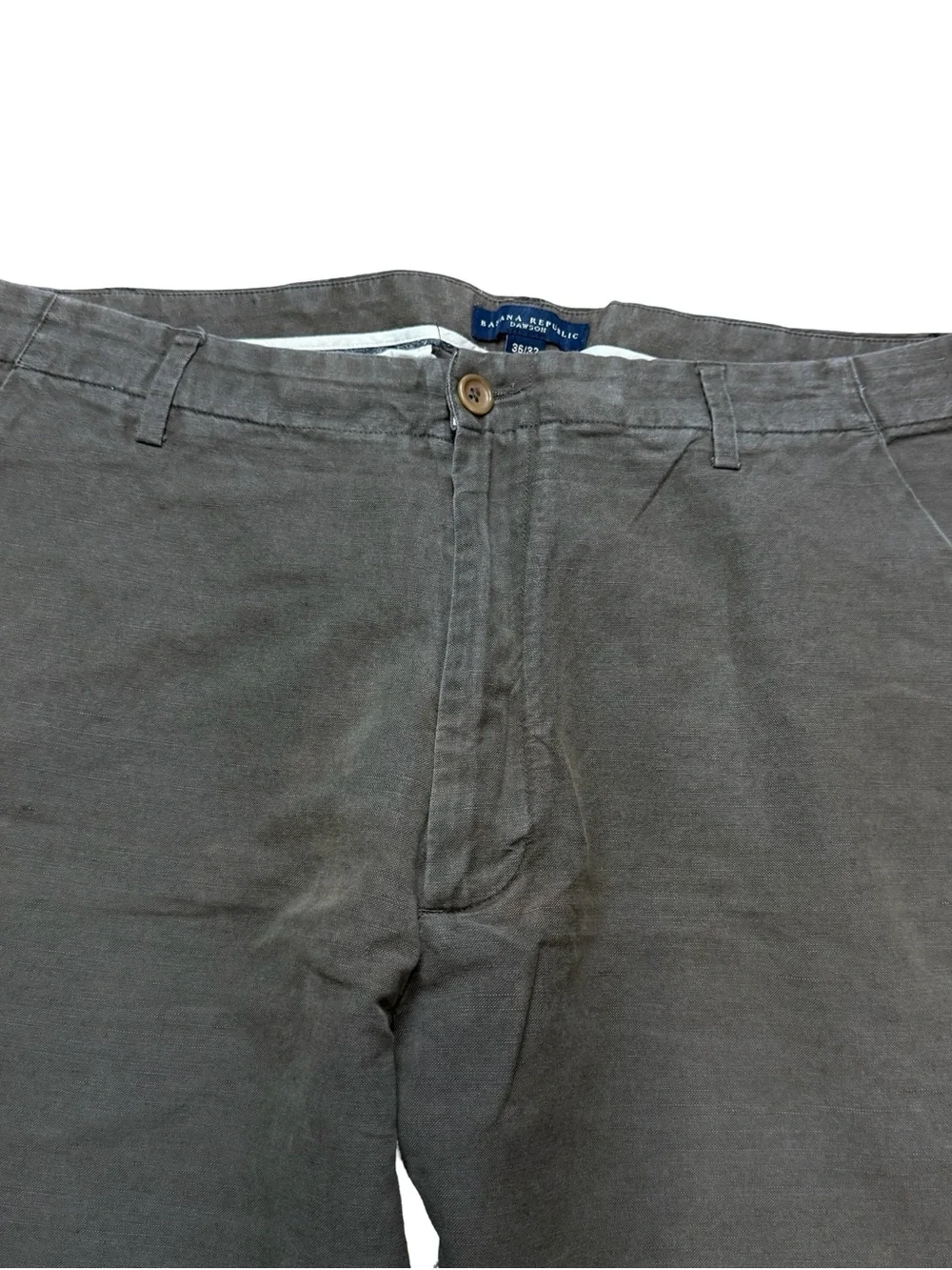 Mens Banana Republic Dawson Brown Cotton Linen Straight Pants Size 36x32